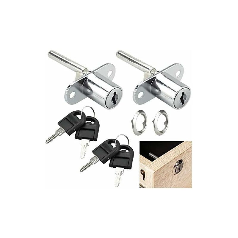 2 Pcs Desk Drawer Lock With Keys Zinc Alloy Cylinder Lock For Locker 3  Drawer Wooden Desk Pedestal