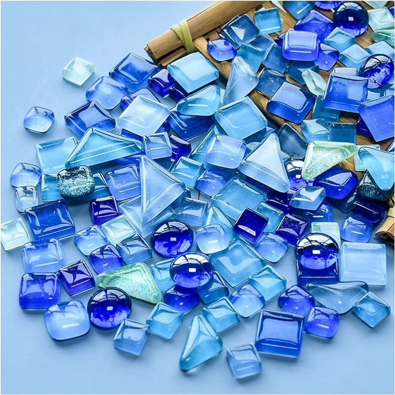 1kg Mosaic Tiles, Mixed Color Crystal Mosaic Glass Pieces Bulk