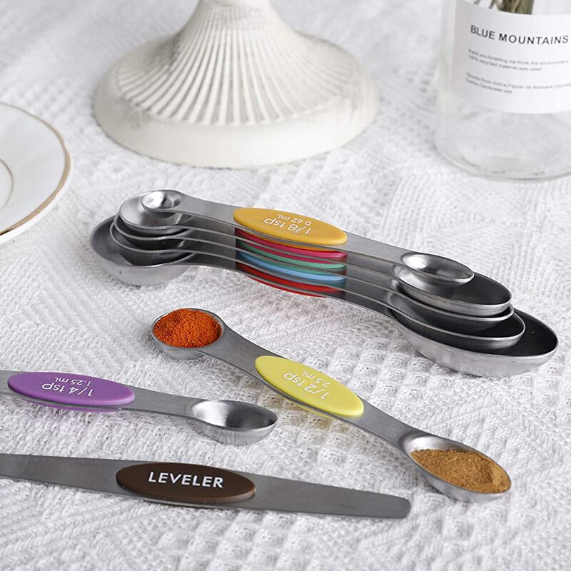 1set 8pcs Magnetic Double Headed Measuring Spoon Multi Function