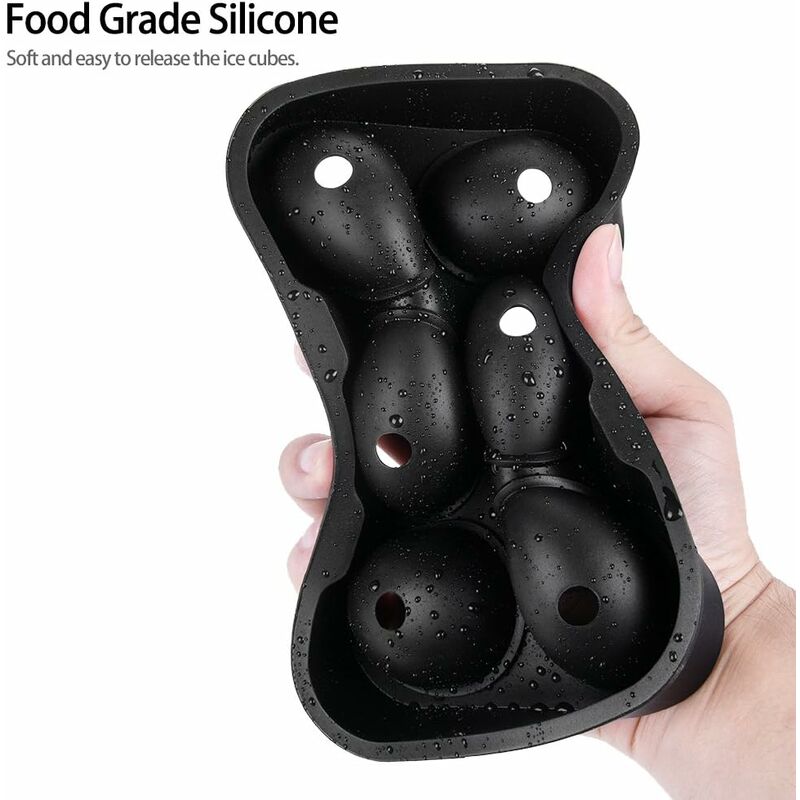 Ice Cube Mold Lid, 2 Pieces Set Silicone Ice Cube Tray Square and Round  Spherical Ice Cube Mold Ice Hockey Maker for Whiskey Drinks Cocktails and  Scotch Black