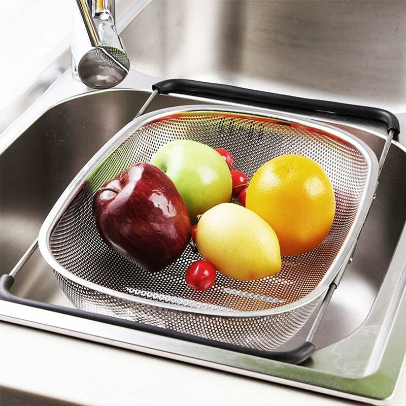 Over the Sink Colander Stainless Steel Fine Mesh Sink Strainer