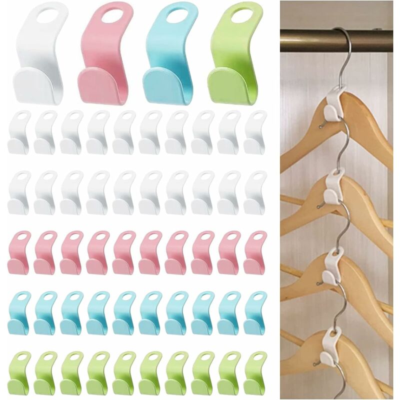 50 Pieces Hanger Connector Hooks Space Saving Hanger Connectors Waterfall  Hanger Connector Extension Hanger Clips For Clothes Coat Wardrobe Closet