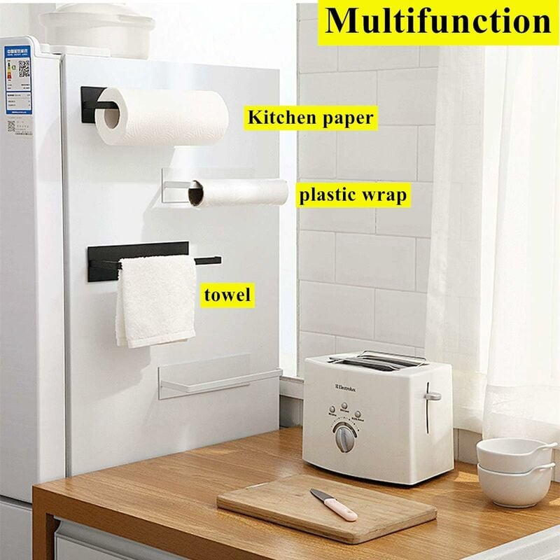 Paper Towel Holder Under Cabinet Mount Matte Black Wall Mounted Paper Towel  Rack with Damping Effect Under Counter Hanging Paper Towels Holder for