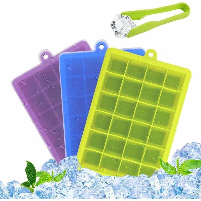 10pcs Square Ice Cube Mold Soft Silicone Ice Block Molds Lid Mould