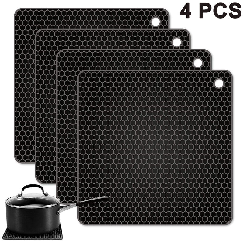 Silicone Pot Holder and Oven Mitts, Multipurpose Non-Slip Insulation  Honeycomb Rubber Hot Pads Trivet, Heat Resistant Antislip Place Mat, Pack  of 5 