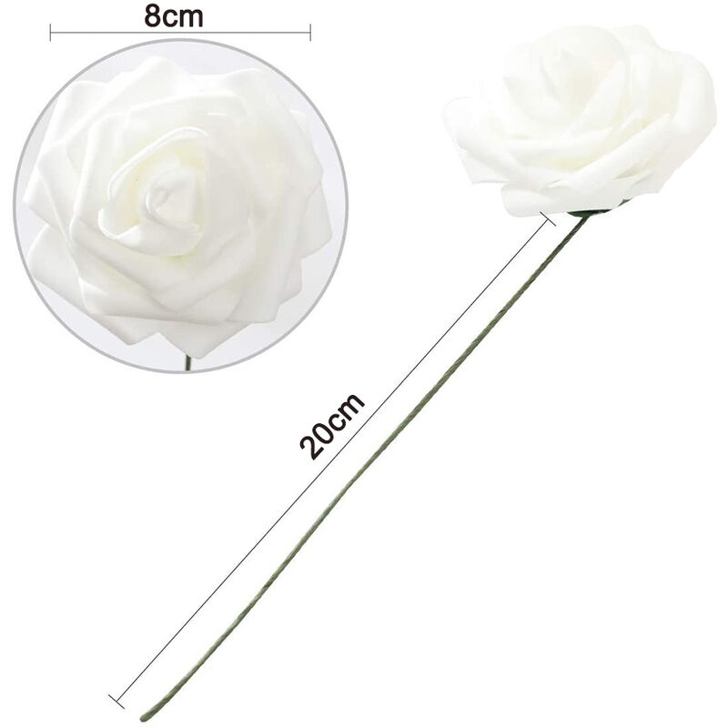 Artificial Foam Flowers 25/30pcs Bubble Rose Fake Flower with Stem for DIY  Wedding Flower Arrangements Centerpieces Bouquets Party Decorations, White