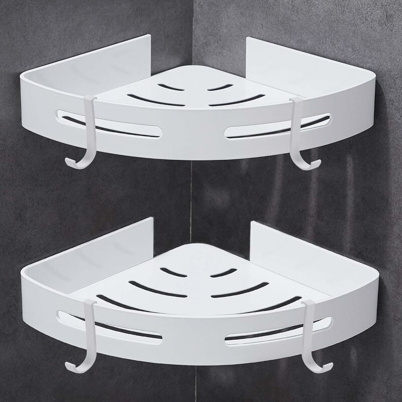 Simple Houseware Bathroom Adhesive Wall Mount Single-Tier Corner Shelf  Shower Caddy, Chrome, (Set of 3)