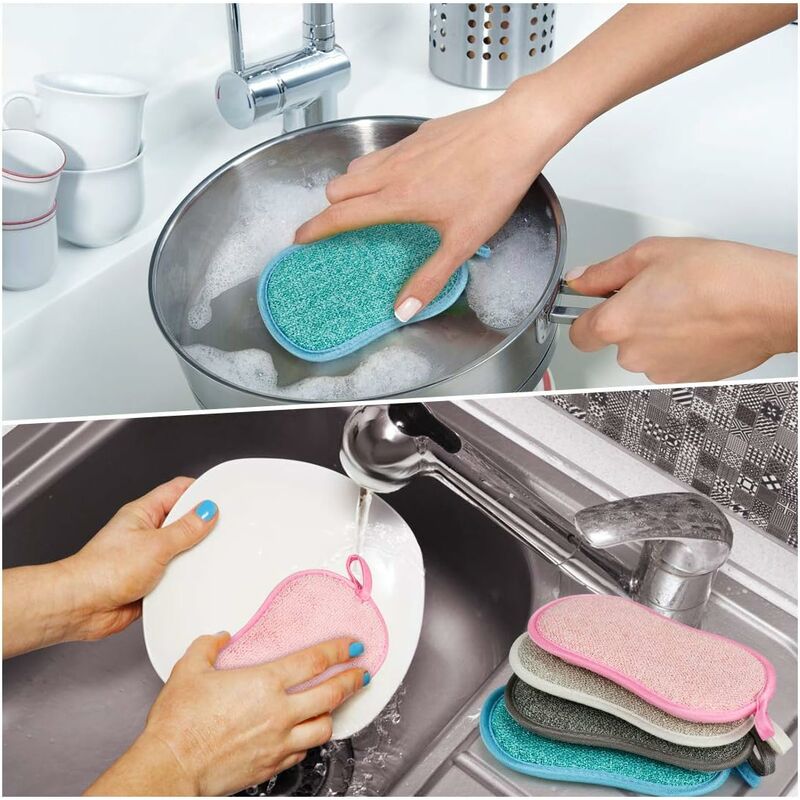 Dishwashing Sponges Strong Water Absorption Household Scouring Pad Non-Scratch  Sponge Sinks Scrubber For Bathroom Kitchen - AliExpress