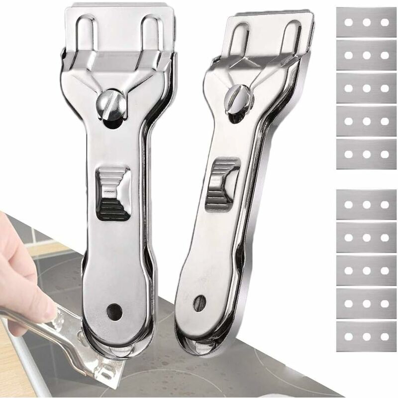 Razor Blade Scraper Tool, 2Pcs Razor Scrapers with Extra 10Pcs