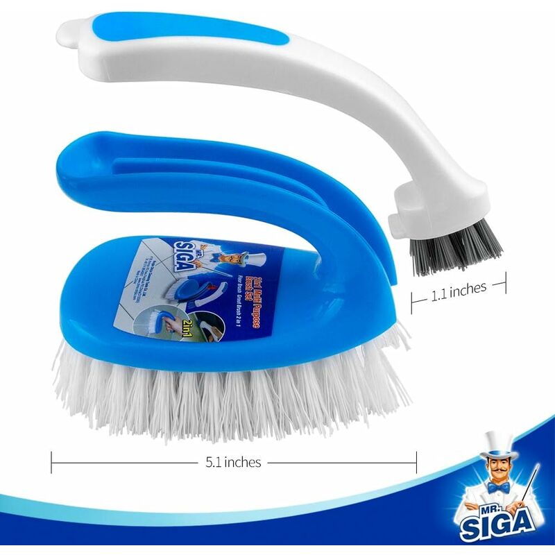 MR.SIGA Grout Cleaner Brush Set, Detail Cleaning Brush Set for Tile, S