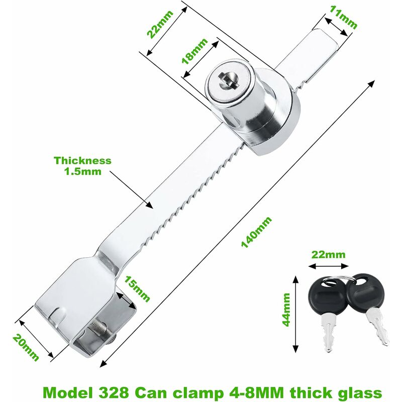 4Pcs Sliding Glass Door Ratchet Lock Chrome Finish Showcase Wine