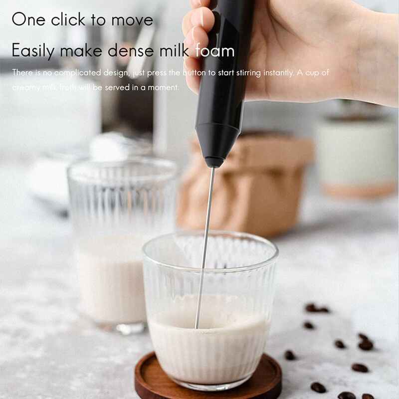 Electric Milk Frother With Stand Stainless Steel Mini Handheld for Baking  Lat