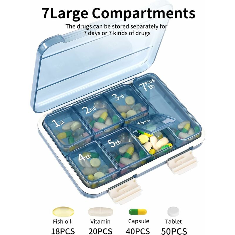 4 PC Pill Case 3 Removable Compartments Pill Box BPA-Free ,Day Pill Organizer/3 Times A Day/AM-PM Travel Pill Organizer for Pocket or Purse Storage