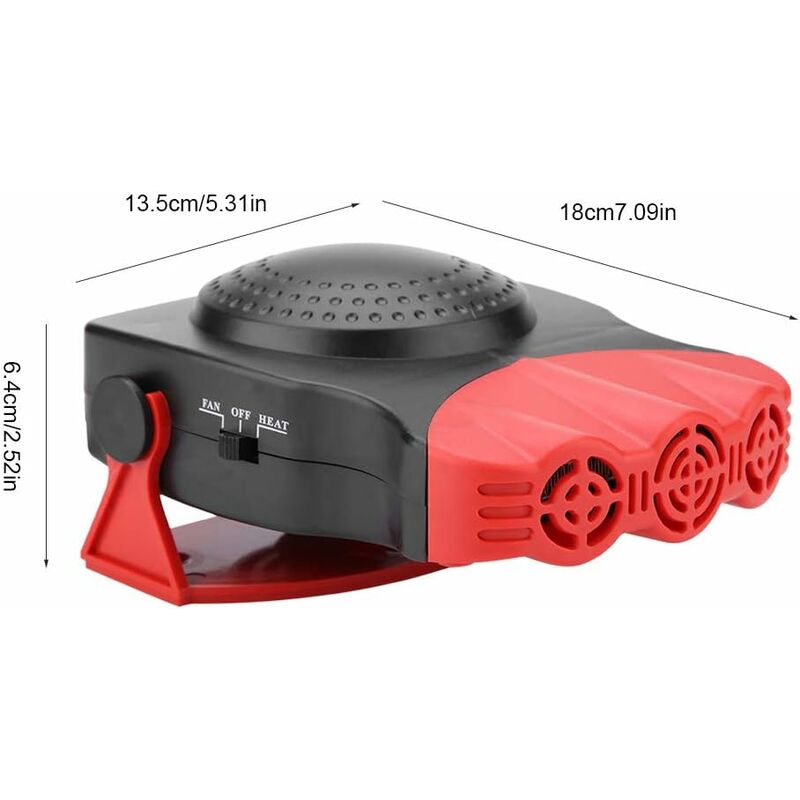 12v Ceramic Car Heater Fan - Handheld or Dashboard Mountable De-Icing Heater  or Cooling Fan With 360 Swivel Base & LED Light