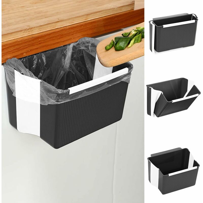 Hanging Kitchen Trash Can, Foldable Waste Bin for Kitchen, Collapsible Hang  Small Plastic Garbage Can 2.4 Gallon for Cabinet/Car/Bedroom/Bathroom  (Coffee) 