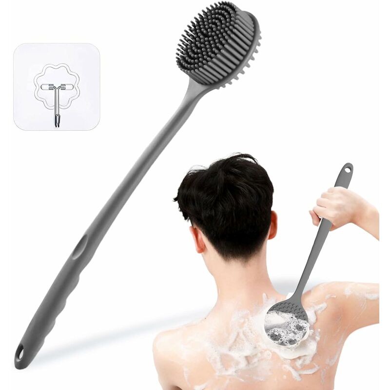 Body Bath Back Brush, Silicone Long Handle Double Sided Shower Brush With  Ultra Soft Bristles For Men And Women Back Massager Bath Accessories