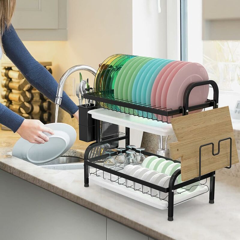 7code Large Dish Drying Rack,2Tier Dish Racks for Kitchen Counter  Detachable 1pc