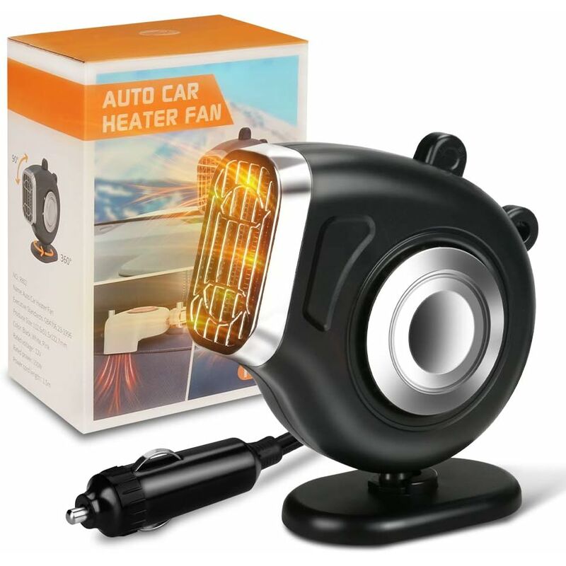 12V 150W 2 in 1 Fast Heating Car Heater with Heating and Cooling Function,  Defogger Defogger Plug in Cigarette Lighter 360 Degree Rotating Base (Black)
