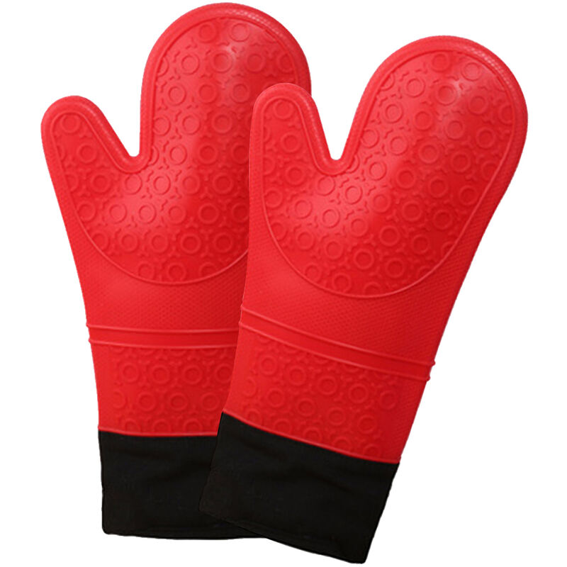 Mini Oven Mitts, 2 Pack Short Oven Mitts Thickened Heat Resistant Gloves Potholder to Protect Hands with Non-Slip Grip Surfaces for Hand Hot Pot