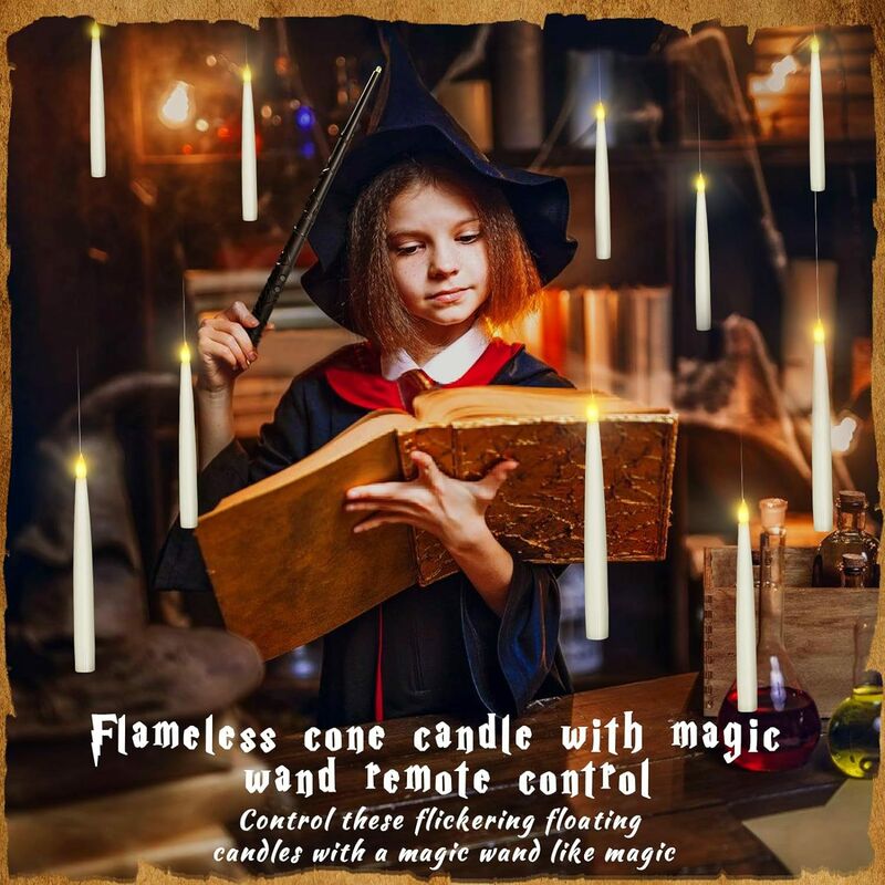 8 Floating Candles With Wand, Hanging Magic Candles, Flickering Warm Light  Battery (Not Included), Led Candles With Wand Remote, Flameless Wax For  Christmas, Wedding, Birthday Party