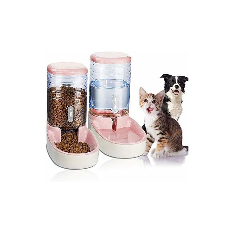 3.8L Large Capacity Pet Water Dispenser,Self-Dispensing Gravity,No-Spill Dog  Water Bowl Dispenser,Suitable for Puppies and Small to Medium Dogs, Pink 