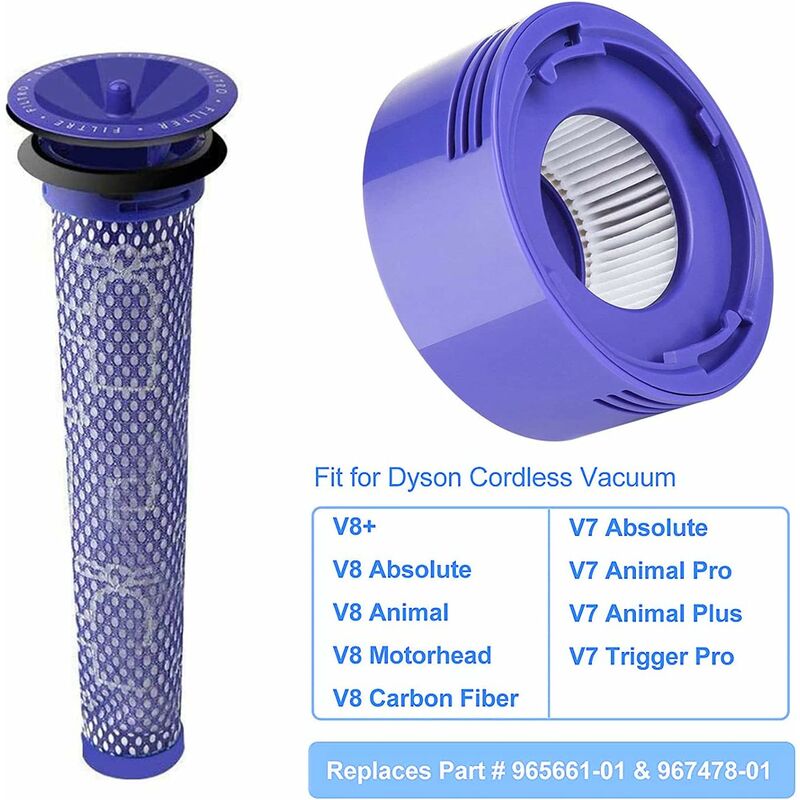 Rebirthcare Replacement Filters For Dyson V7, V8 Animal Absolute Motorhead  Vacuum Cleaner, 2 Hepa Post-filters And 2 Pre-filters, Replace Parts 965661