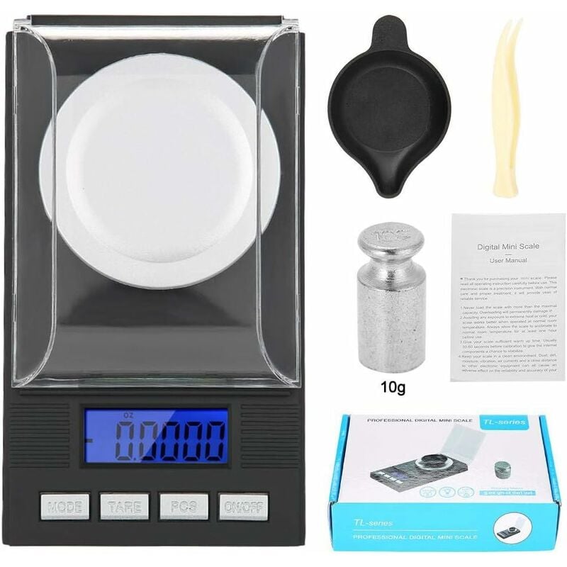 Professional 0.001g Portable Mini Digital Scale - 50g Calibration Weights  Included (No Battery Needed)