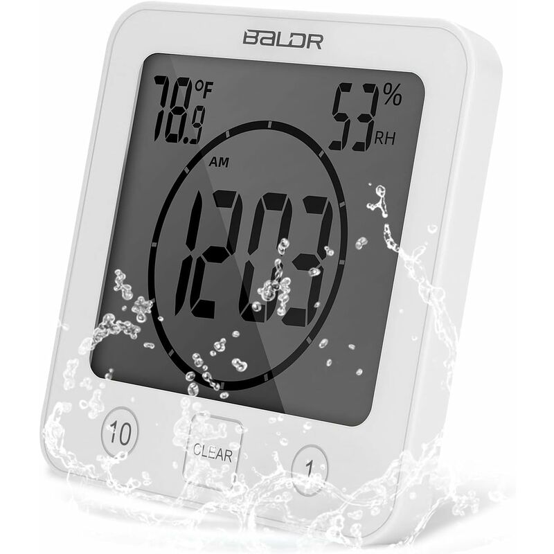 Baldr Bathroom Clock LCD Waterproof Shower