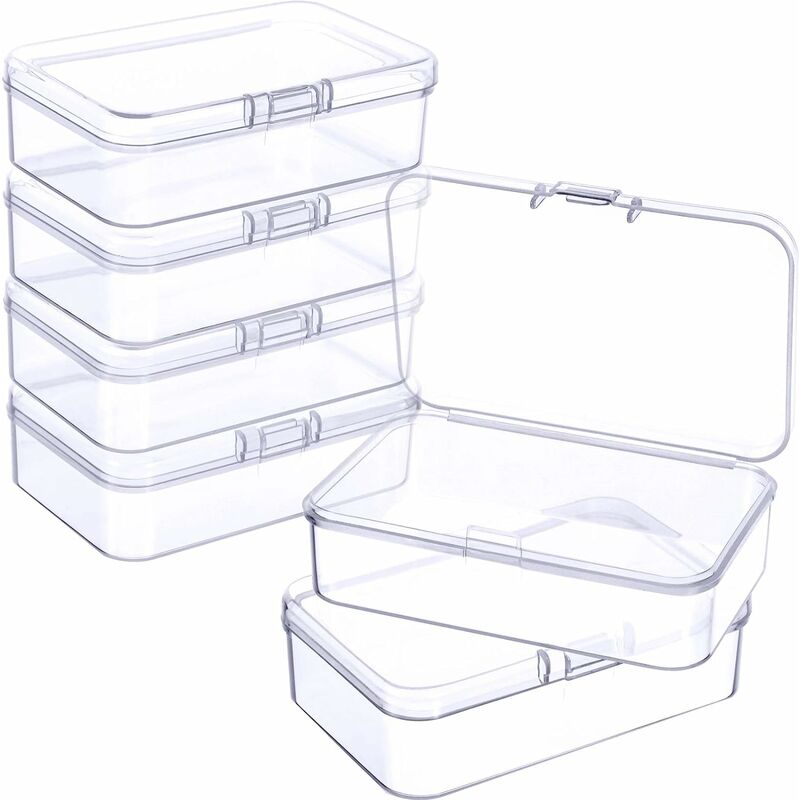 12pcs Clear Plastic Storage Box, Transparent Bead Storage Container With  Hinged Lid For Storing Small Items, Crafts, Jewelry And Hardware