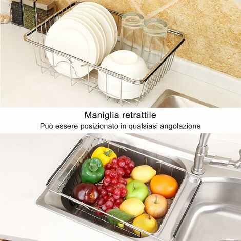 Adjustable Dish Drainer Stainless Steel Sink Drain Dish Rack Fruit  Vegetable