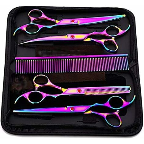 3 Pack Dog Grooming Scissors with Safety Round Tip, Perfect Steel Up-Curved Grooming Scissors Thinning Cutting Shears with Pet Grooming Comb for Dogs