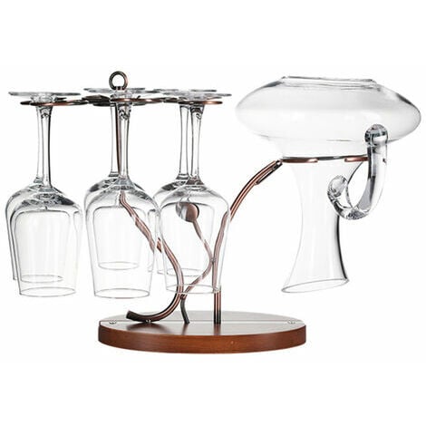 Modern Copper Metal Wire Countertop Wine Glasses Rack, Tabletop Stemware  Holder with White Marble Base