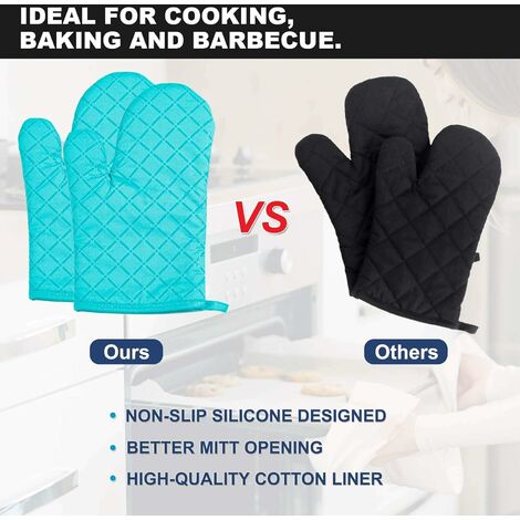 Extra Long 18*28cm Oven Mitts, Heat Resistant Silicone Pot Holders with  Quilted Liner, Soft Flexible Oven Gloves 1 Pair, Kitchen Cooking Baking  Mitts