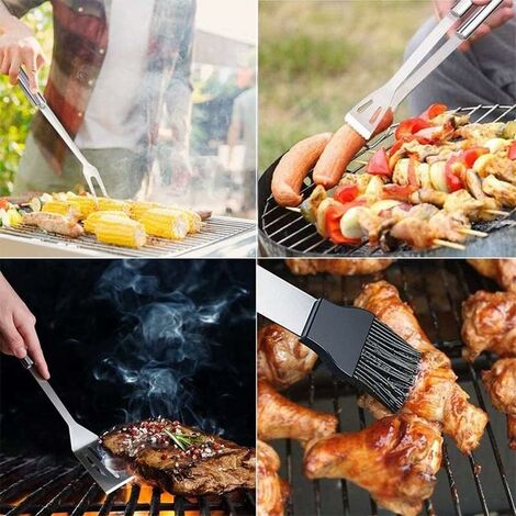 AISITIN BBQ Grill Accessories 16-Inch Stainless Steel Grill Sets for Men,  8Pcs Heavy Duty Grill Accessories Kit for Smoker, Camping, Thicker Grilling  Accessories Gifts 