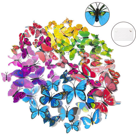 80pcs Butterfly Wall Decals - 3D Butterflies Decor for Wall Removable Mural Stickers Home Decoration Kids Room Bedroom Decor