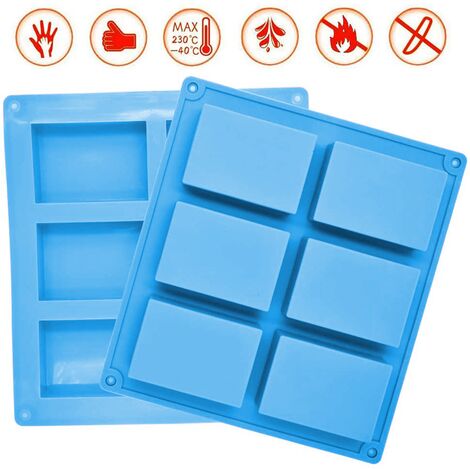 3 Pieces Silicone Soap Molds 6 Cavities Silicone Mold Rectangular Soap Mold  Cake Mold for Craft