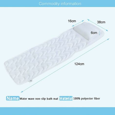 Bathtub Mat With Pillow Non-slip Luxury Spa Cushion Full Body Bath Pillow  Mat