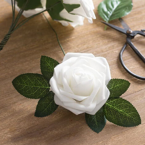 Artificial Foam Flowers 25/30pcs Bubble Rose Fake Flower with Stem for DIY  Wedding Flower Arrangements Centerpieces Bouquets Party Decorations, White