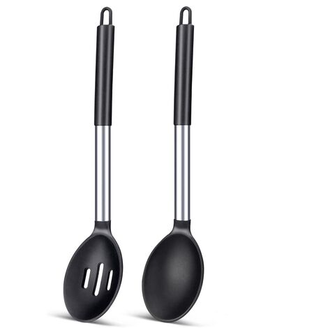 Silicone Nonstick Mixing Spoons Set 2, Heat Resistant Rubber