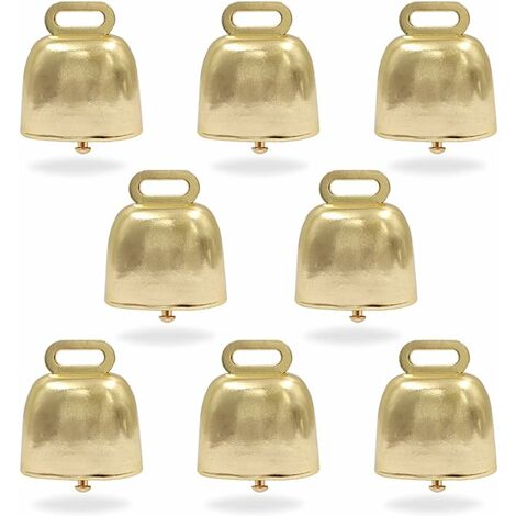 TINY Bells-10 Gold Painted Iron and Brass Tinkling Tiny Cow Bells