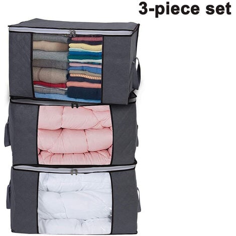 Underbed Storage Bag 3pack 90l Large Under Bed Storage Box With 4 X Large  Zip Lock Bags - Clothes Storage Bag With Pvc Window For Clothes, Duvets,  Com