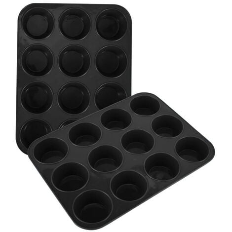 2PCS Jumbo Deep Muffin Cupcake Pan Black Stone non Stick Coating