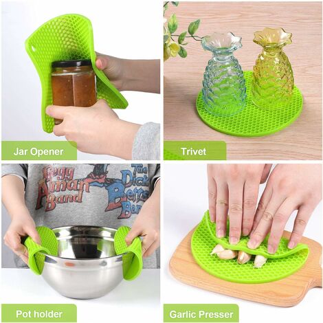 Silicone Trivet Mats Hot Pot Holder Heat Resistant Non-Slip Table  Round-4Pcs Set