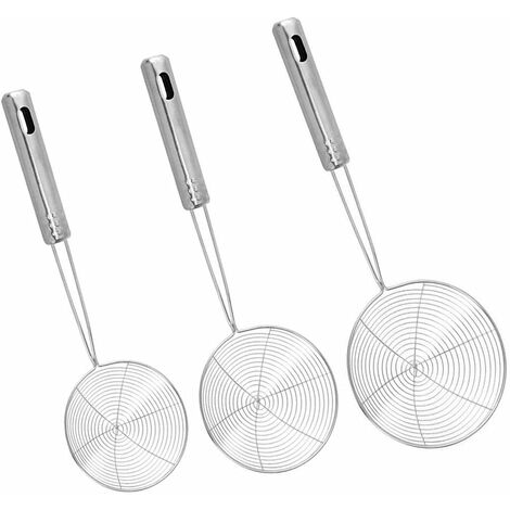 Hiware Solid Stainless Steel Spider Strainer Skimmer Ladle for Cooking and  Frying, Kitchen Utensils Wire Strainer Pasta Strainer Spoon, 5.4 Inch