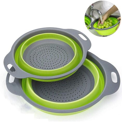 Foldable Silicone Strainer Colanders 2 PC ROUND, Space-Saver