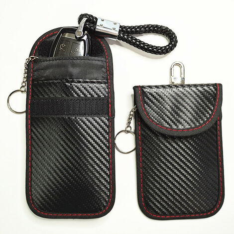 Leather Multifunction Car Key Pouch Zipper Keys Storage Bag Hanging Waist  Key Case Holder for Men (Black) 