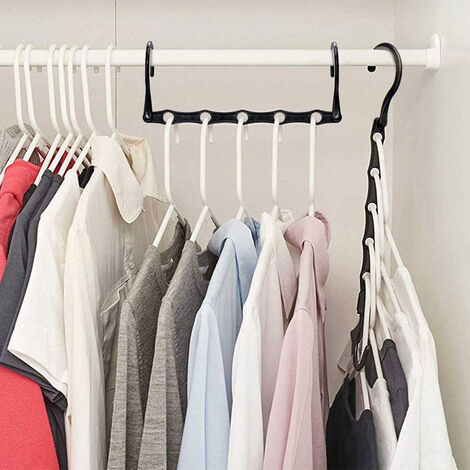 10 Pack Magic Hangers Space Saving Wardrobe Clothing Hanger Organizer for  Heavy Clothes Multi-Hole Sturdy Plastic Smart Space Saver Hangers for Closet  Clothes Storage 