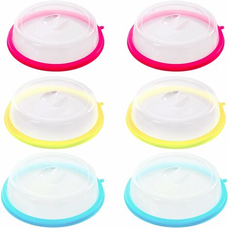 2 pc Microwave Plate Covers Colors Plastic Steam Vent Splatter Lid