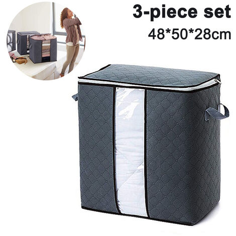 3Pcs Fabric Foldable Storage Bags Clothing Organizers Wardrobe