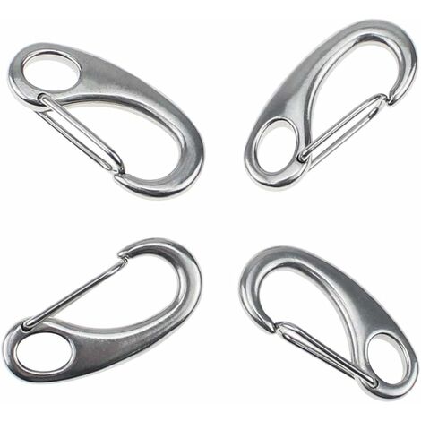 Metal D Shape Small Link Spring Gate Hiking Silver Carabiner Clip